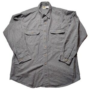 VTG FIVE BROTHER Men Size Large 100% Cotton Gray Button-Up Chamois Shirt